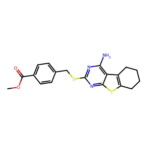 methyl 4-{[(4-amino-5,6,7,8-tetrahydro[1]benzothieno[2,3-d]pyrimidin-2-yl)sulfanyl]methyl}benzoate structure