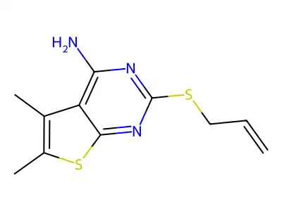 5,6-Dimethyl-2-(prop-2-enylthio)-4-thieno[2,3-d]pyrimidinamine structure