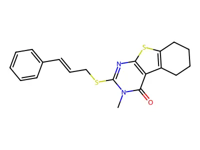2-(Cinnamylthio)-3-ME-5,6,7,8-tetrahydro(1)benzothieno(2,3-D)pyrimidin-4(3H)-one structure