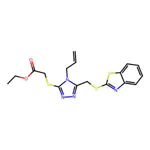 ethyl ({4-allyl-5-[(1,3-benzothiazol-2-ylsulfanyl)methyl]-4H-1,2,4-triazol-3-yl}sulfanyl)acetate structure