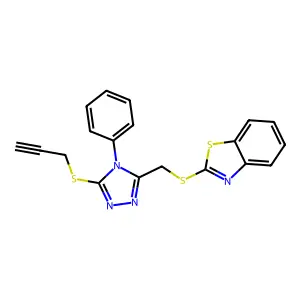 2-[(4-Phenyl-5-prop-2-ynylthio-1,2,4-triazol-3-yl)methylthio]benzothiazole structure