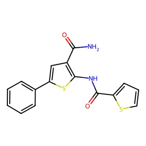 5-Phenyl-2-(thiophene-2-carbonylamino)thiophene-3-carboxamide structure