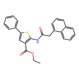 Ethyl 2-(2-naphthylacetylamino)-5-phenylthiophene-3-carboxylate structure