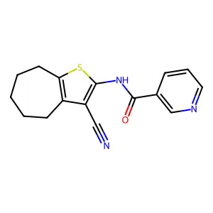 N-{3-cyano-4H,5H,6H,7H,8H-cyclohepta[b]thiophen-2-yl}pyridine-3-carboxamide structure