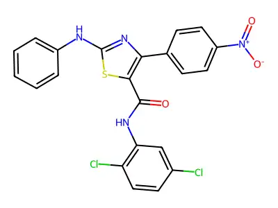 2-anilino-N-(2,5-dichlorophenyl)-4-{4-nitrophenyl}-1,3-thiazole-5-carboxamide structure