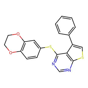 4-(2,3-Dihydro-1,4-benzodioxin-6-ylsulfanyl)-5-phenylthieno[2,3-d]pyrimidine structure