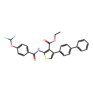 Ethyl 2-[[4-(difluoromethoxy)benzoyl]amino]-4-(4-phenylphenyl)thiophene-3-carboxylate structure