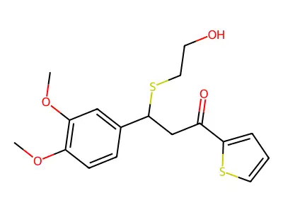 3-(3,4-dimethoxyphenyl)-3-[(2-hydroxyethyl)sulfanyl]-1-(thiophen-2-yl)propan-1-one structure