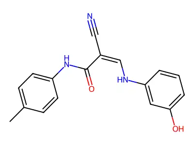 (E)-2-cyano-3-(3-hydroxyanilino)-N-(4-methylphenyl)prop-2-enamide structure