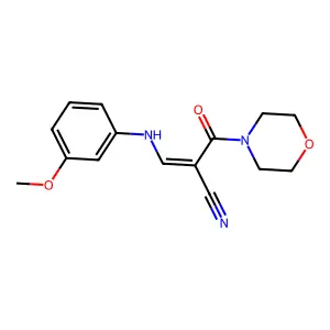 (E)-3-((3-methoxyphenyl)amino)-2-(morpholine-4-carbonyl)acrylonitrile structure