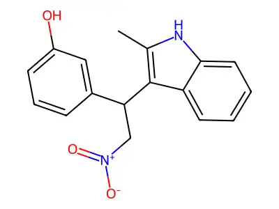3-[1-(2-methyl-1H-indol-3-yl)-2-nitroethyl]phenol structure