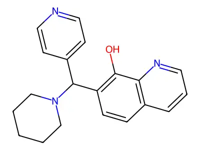 7-[Piperidin-1-yl(pyridin-4-yl)methyl]quinolin-8-ol structure