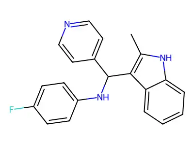 4-fluoro-N-[(2-methyl-1H-indol-3-yl)(pyridin-4-yl)methyl]aniline structure