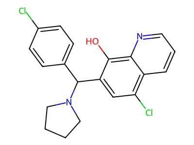 5-Chloro-7-((4-chlorophenyl)(pyrrolidin-1-yl)methyl)quinolin-8-ol structure
