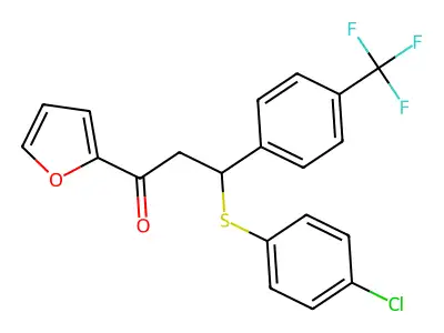 3-[(4-chlorophenyl)sulfanyl]-1-(furan-2-yl)-3-[4-(trifluoromethyl)phenyl]propan-1-one structure