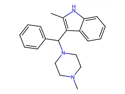 2-methyl-3-((4-methylpiperazin-1-yl)(phenyl)methyl)-1H-indole structure