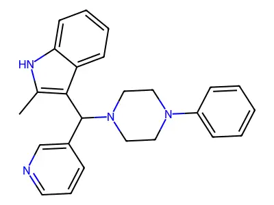 2-methyl-3-[(4-phenylpiperazin-1-yl)(pyridin-3-yl)methyl]-1H-indole structure