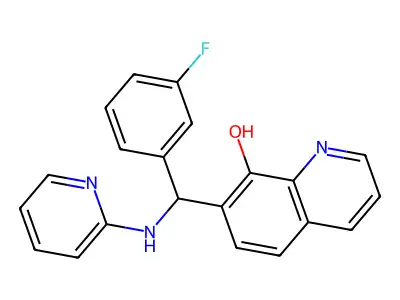 7-((3-Fluorophenyl)(pyridin-2-ylamino)methyl)quinolin-8-ol structure