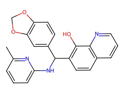 7-[(2H-1,3-benzodioxol-5-yl)[(6-methylpyridin-2-yl)amino]methyl]quinolin-8-ol structure
