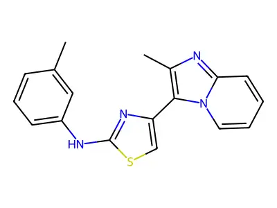 4-(2-methylimidazo[1,2-a]pyridin-3-yl)-N-(3-methylphenyl)-1,3-thiazol-2-amine structure