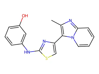 3-[[4-(2-Methylimidazo[1,2-a]pyridin-3-yl)-2-thiazolyl]amino]phenol structure