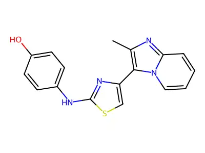 4-{[4-(2-Methylimidazo[1,2-a]pyridin-3-yl)-1,3-thiazol-2-yl]amino}phenol structure