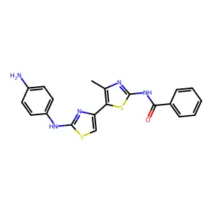 N-[5-[2-(4-aminoanilino)-1,3-thiazol-4-yl]-4-methyl-1,3-thiazol-2-yl]benzamide structure