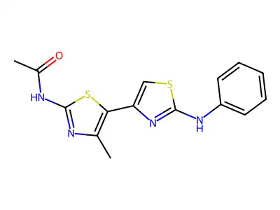 N-[5-(2-anilino-1,3-thiazol-4-yl)-4-methyl-1,3-thiazol-2-yl]acetamide structure