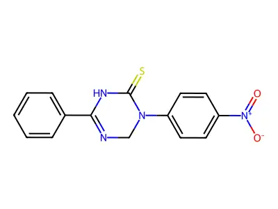 3-(4-nitrophenyl)-6-phenyl-3,4-dihydro-1,3,5-triazine-2(1H)-thione structure