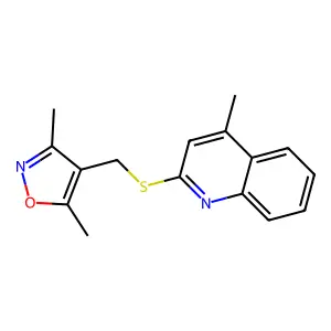 3,5-Dimethyl-4-(((4-methylquinolin-2-yl)thio)methyl)isoxazole structure