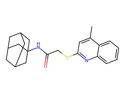 N-(1-adamantyl)-2-(4-methylquinolin-2-yl)sulfanylacetamide structure