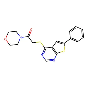 1-Morpholino-2-((6-phenylthieno[2,3-d]pyrimidin-4-yl)thio)ethanone structure