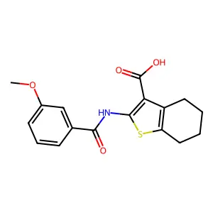 2-(3-methoxybenzamido)-4,5,6,7-tetrahydro-1-benzothiophene-3-carboxylic acid structure