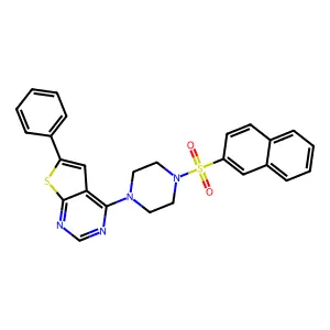 1-(Naphthalene-2-sulfonyl)-4-{6-phenylthieno[2,3-d]pyrimidin-4-yl}piperazine structure