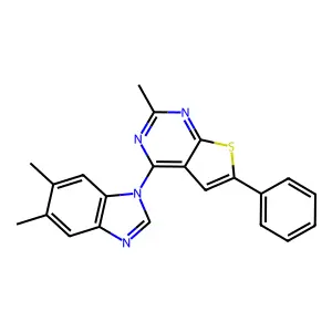 4-(5,6-Dimethylbenzimidazol-1-yl)-2-methyl-6-phenylthieno[2,3-d]pyrimidine structure