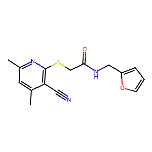 Acetamide, 2-[(3-cyano-4,6-dimethyl-2-pyridinyl)thio]-N-(2-furanylmethyl)- structure