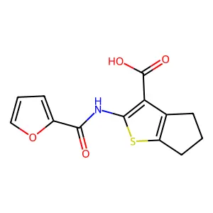 2-(2-furoylamino)-5,6-dihydro-4H-cyclopenta[b]thiophene-3-carboxylic acid structure