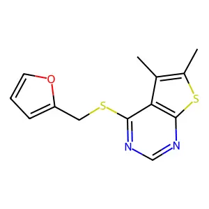 4-((Furan-2-ylmethyl)thio)-5,6-dimethylthieno[2,3-d]pyrimidine structure