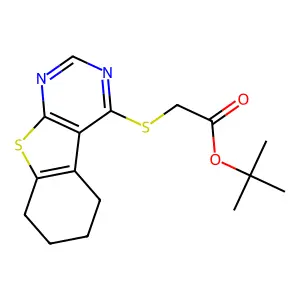 Tert-butyl (5,6,7,8-tetrahydro[1]benzothieno[2,3-d]pyrimidin-4-ylthio)acetate structure