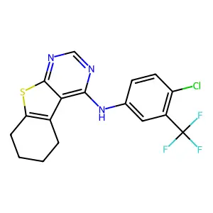N-[4-chloro-3-(trifluoromethyl)phenyl]-5,6,7,8-tetrahydro[1]benzothieno[2,3-d]pyrimidin-4-amine structure