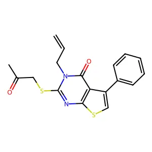 2-(2-Oxopropylsulfanyl)-5-phenyl-3-prop-2-enylthieno[2,3-d]pyrimidin-4-one structure