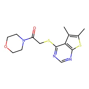 2-[(5,6-Dimethylthieno[2,3-d]pyrimidin-4-yl)thio]-1-(4-morpholinyl)ethanone structure