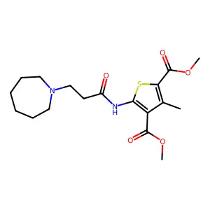 Dimethyl 5-{[3-(azepan-1-yl)propanoyl]amino}-3-methylthiophene-2,4-dicarboxylate structure