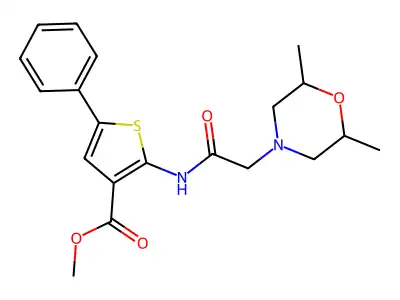 methyl 2-[2-(2,6-dimethylmorpholin-4-yl)acetamido]-5-phenylthiophene-3-carboxylate structure