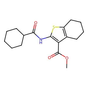 methyl 2-[(cyclohexylcarbonyl)amino]-4,5,6,7-tetrahydro-1-benzothiophene-3-carboxylate structure
