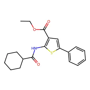 Ethyl 2-(cyclohexanecarbonylamino)-5-phenylthiophene-3-carboxylate structure