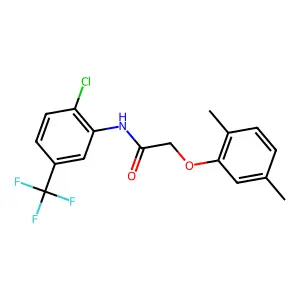 N-[2-chloro-5-(trifluoromethyl)phenyl]-2-(2,5-dimethylphenoxy)acetamide structure