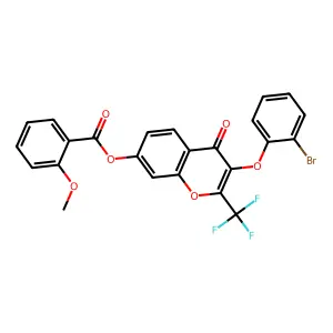 3-(2-bromophenoxy)-4-oxo-2-(trifluoromethyl)-4H-chromen-7-yl 2-methoxybenzoate structure