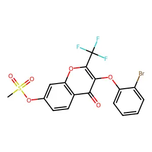 3-(2-bromophenoxy)-4-oxo-2-(trifluoromethyl)-4H-chromen-7-yl methanesulfonate structure