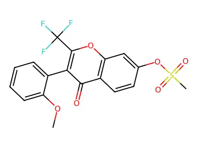 3-(2-methoxyphenyl)-4-oxo-2-(trifluoromethyl)-4H-chromen-7-yl methanesulfonate structure